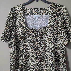 Calligraphie leopard square neck XL top